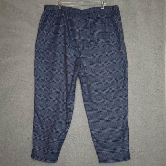 Treasure & Bond Womens Leisure Pants Blue‎ Plaid High Rise Plus 2X New - Picture 2 of 11